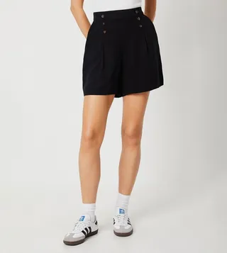 Elasticated Button Detail Shorts