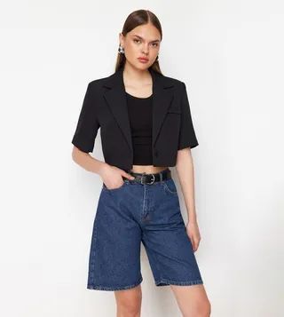 Washed Denim Bermuda
