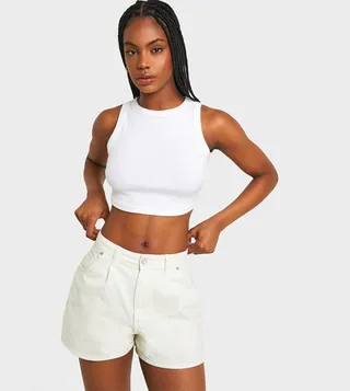 Tall Light Wash Extreme Wide Leg Denim Shorts