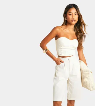 Tailored Linen Midi Shorts