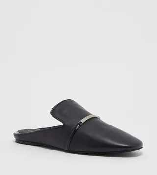 Metal Accent Round Toe Mules