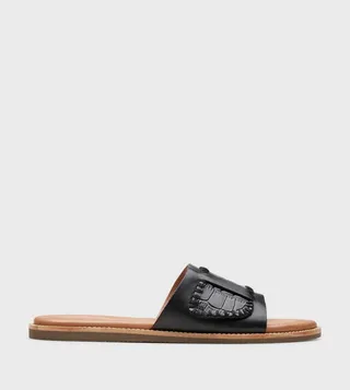 MARITIME MULE Textured Open Toe Flat Sandals