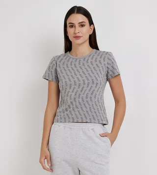 Rickie Logo Printed Crew Neck Crop T-Shirt