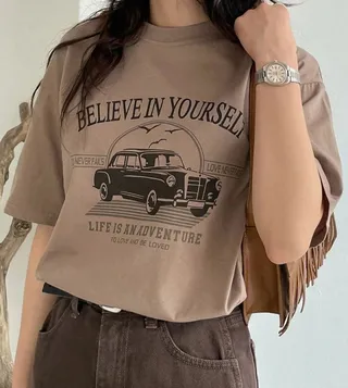 Printed Short Sleeves Oversized T-Shirt