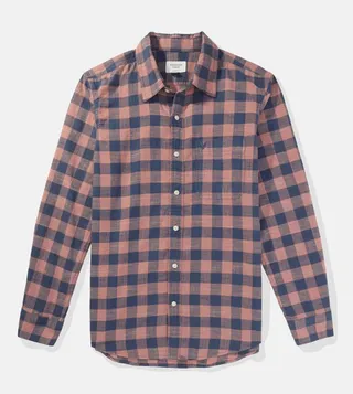 Plaid Poplin Button-Up Shirt