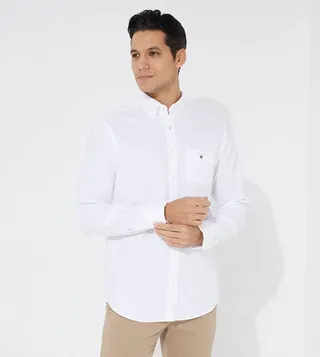 Solid Long Sleeves Oxford Shirt