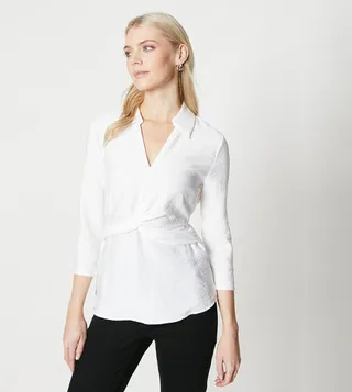 Twist Front Collared Shirt