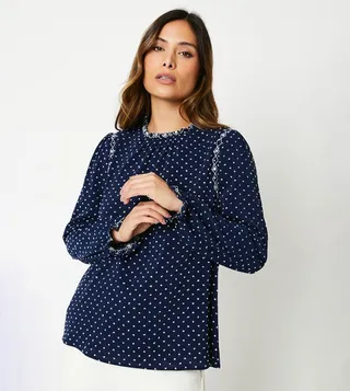 Self Patterned Long Sleeves Top