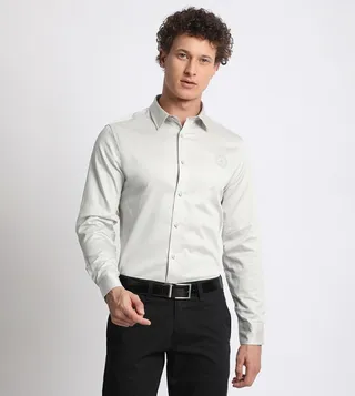 Logo Embroidered Long Sleeves Formal Shirt