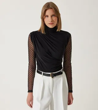 Lace Detail Draped Top