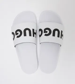 Match It Logo Detailed Open Toe Slides