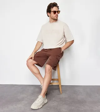 Drawstring Waist Oversized Cargo Shorts