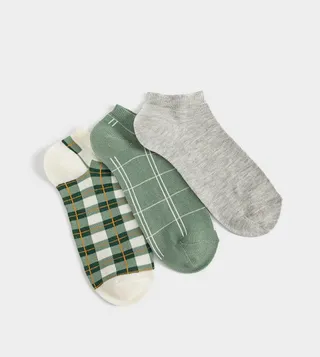 Pack of 3 Plaid Ankle Length Socks