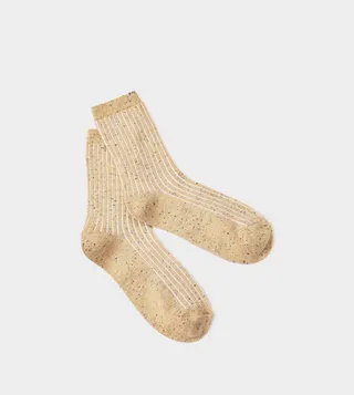 Striped Mealy Textured Socket Socks