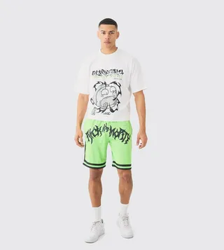 Rick and Morty Print Oversized Clothing Set