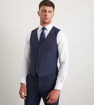 Skinny Fit Navy Marl Waistcoat