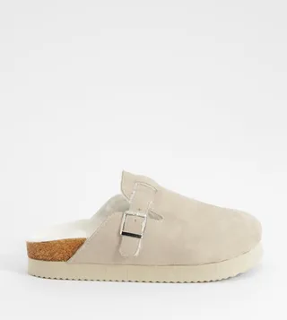 Platform Fur Lined Closed Toe Clogs
