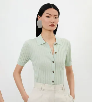 Viscose Blend Knitted Short Sleeves Shirt