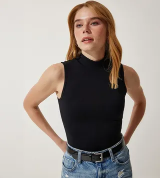 Solid Mock Neck Top