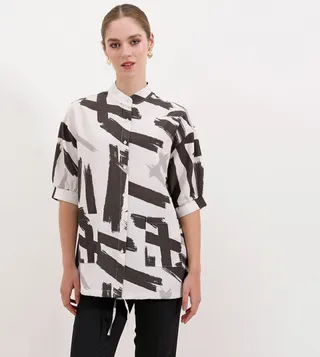 Patterned Oversized Shirt