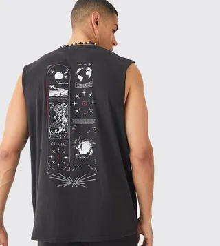 Space Print Oversized Tank Top