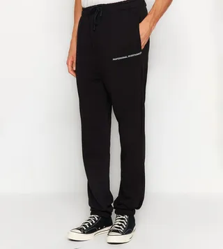 Label Printed Oversized Elastic Waistband Sweatpants