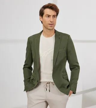 Solid Linen Single Breasted Blazer