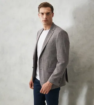 Textured Lapel Collar Blazer