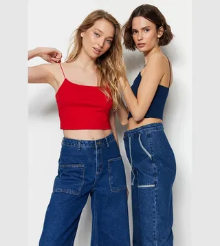 Pack of 2 Strappy Crop Cami Tops
