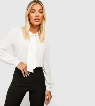 Pussy Bow Neck Woven Top
