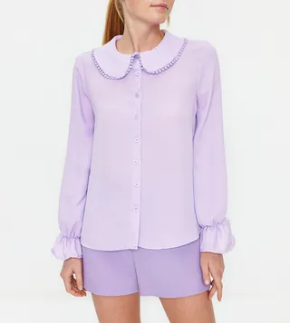 Embroidered Peter Pan Collar Shirt