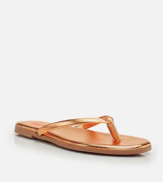 Textured Thong Strap Flip-Flops