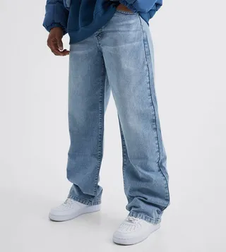 Faded Mid Rise Baggy Fit Jeans