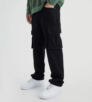 Washed Relaxed Fit Cargo Jeans