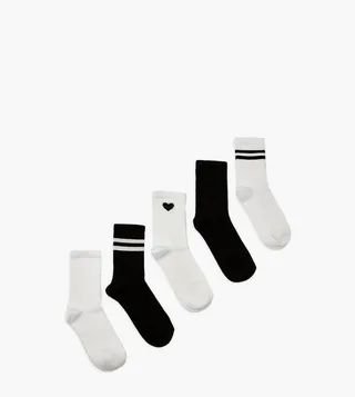 Pack of 5 Heart & Stripes Sports Socks