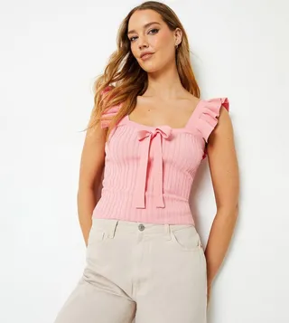 Frill Sleeves Knitted Top