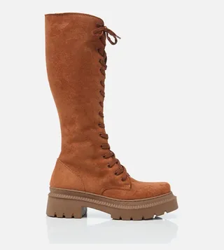 Lace-Up Chunky Knee Length Boots