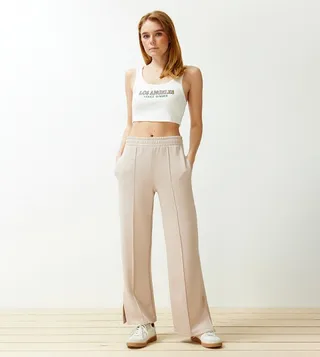 Solid Elastic Waist Sweatpants