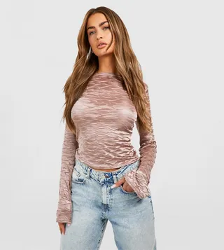 Textured Satin Low Back Top