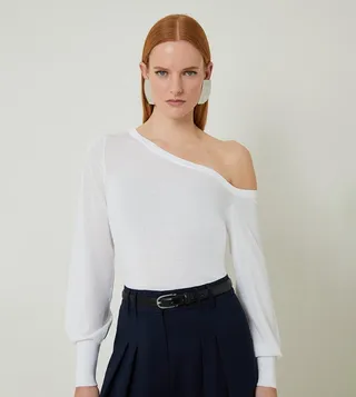Lightweight Viscose Blend Summer Knitted Off Shoulder Top
