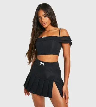 Bow Detail Off Shoulder Crop Top