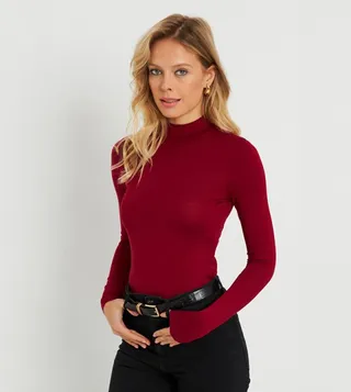 Solid Mock Neck Top