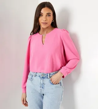 Petite Trim Overhead Short Sleeves Top