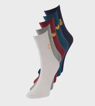 Pack of 5 Fruit Embroidered Ankle Socks