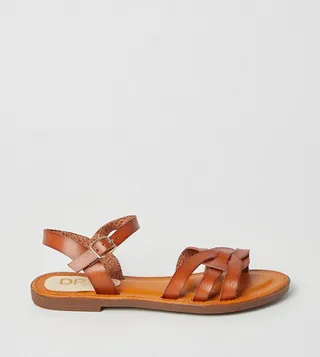Femelu Faux Leather Interwoven Flat Sandals