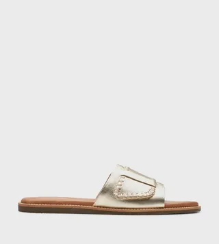 MARITIME MULE Textured Open Toe Flat Sandals