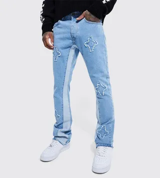 Patch Detail Slim Fit Jeans