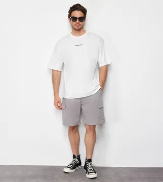 Drawstring Waist Oversized Cargo Shorts