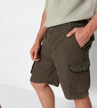 Button Closure Cargo Shorts