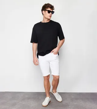 Solid Slim Fit Denim Shorts
